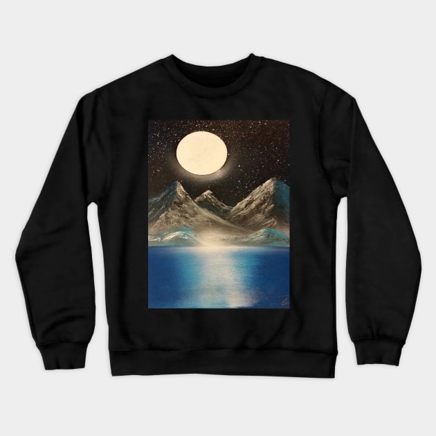 Moon mountain lake Crewneck Sweatshirt by Edwardtiptonart